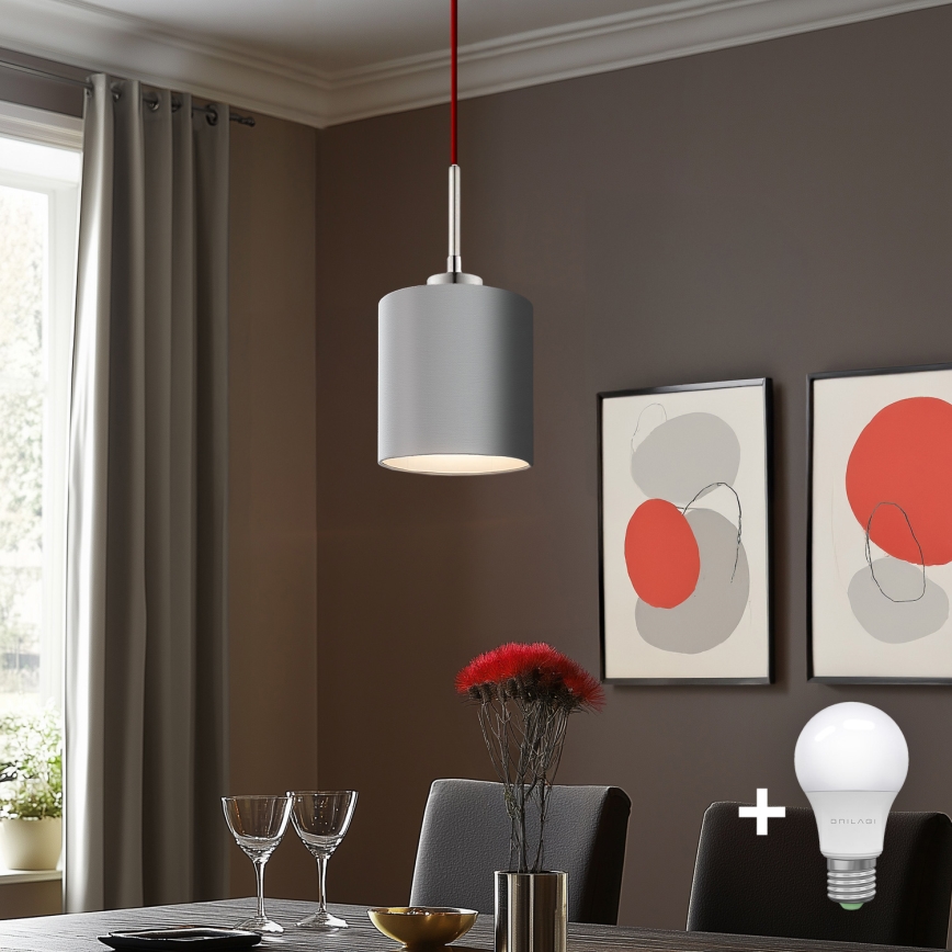 Eglo - LED-kattokruunu johdossa TUNJA 1xE27/60W/230V harmaa