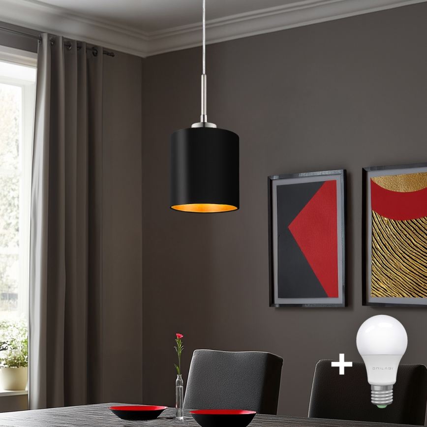 Eglo - LED-kattokruunu johdossa TUNJA 1xE27/60W/230V musta