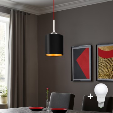 Eglo - LED-kattokruunu johdossa TUNJA 1xE27/60W/230V musta