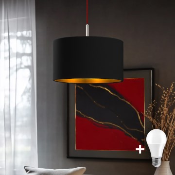 Eglo - LED-kattokruunu johdossa TUNJA 1xE27/60W/230V musta