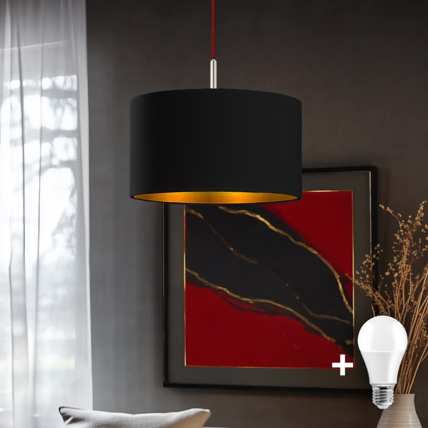 Eglo - LED-kattokruunu johdossa TUNJA 1xE27/60W/230V musta