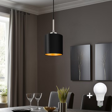 Eglo - LED-kattokruunu johdossa TUNJA 1xE27/60W/230V musta