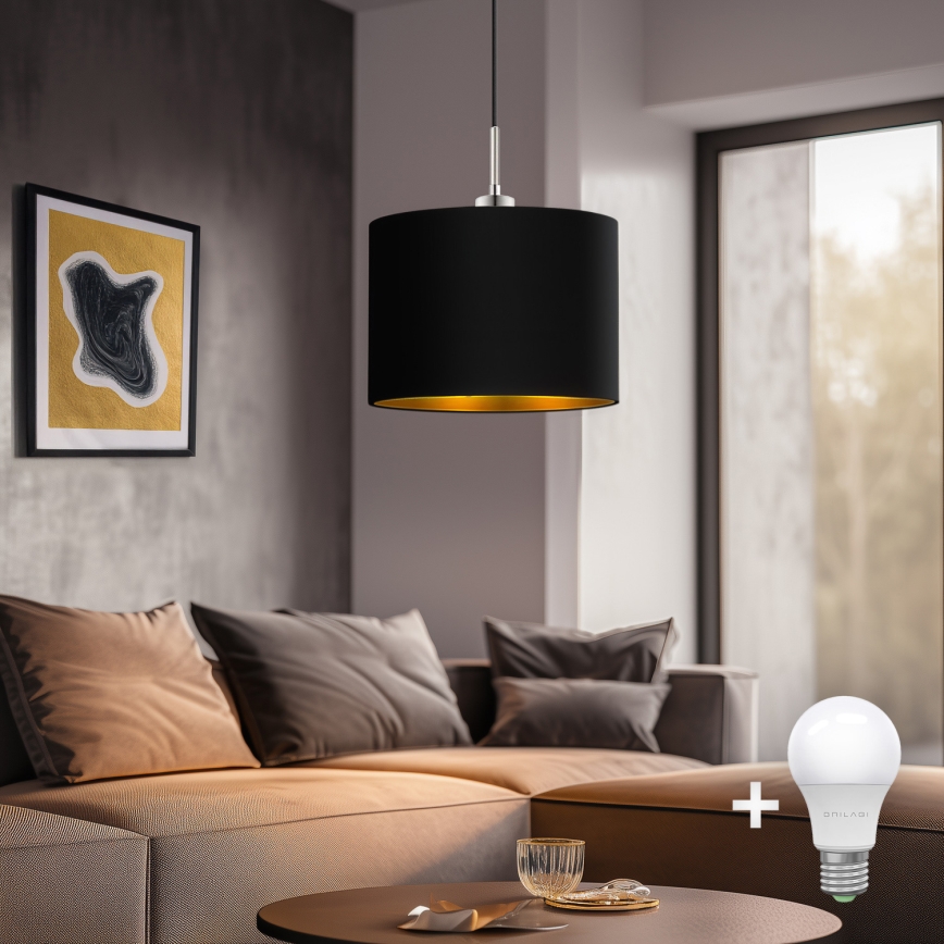 Eglo - LED-kattokruunu johdossa TUNJA 1xE27/60W/230V musta