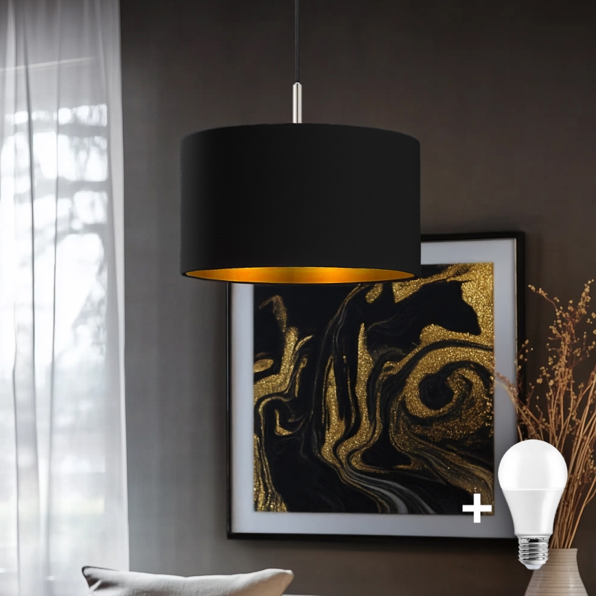 Eglo - LED-kattokruunu johdossa TUNJA 1xE27/60W/230V musta