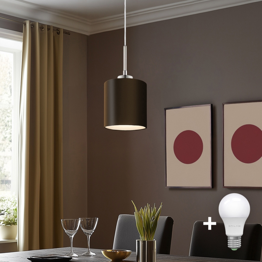 Eglo - LED-kattokruunu johdossa TUNJA 1xE27/60W/230V ruskea