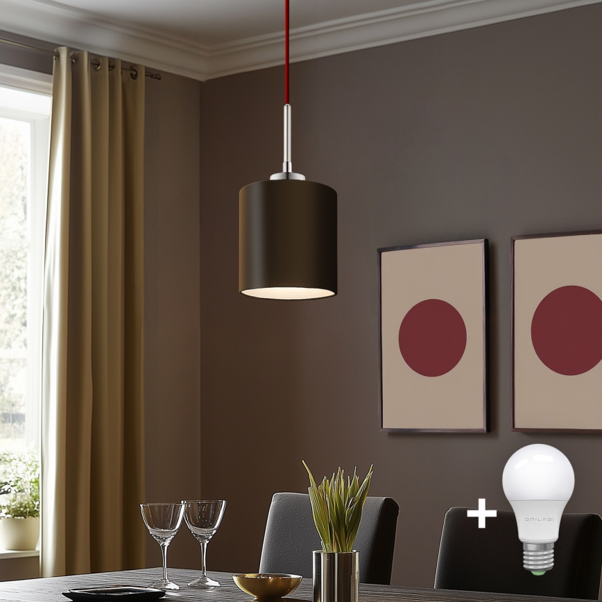 Eglo - LED-kattokruunu johdossa TUNJA 1xE27/60W/230V ruskea