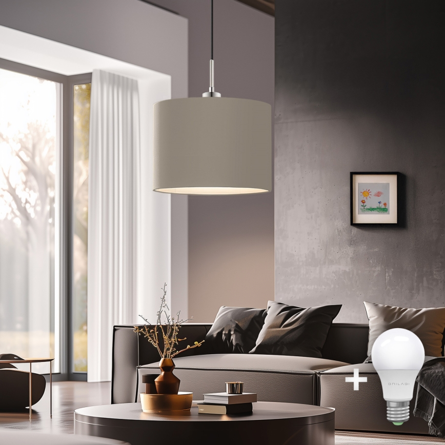 Eglo - LED-kattokruunu johdossa TUNJA 1xE27/60W/230V taupe
