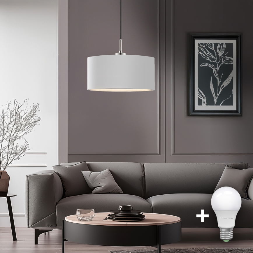 Eglo - LED-kattokruunu johdossa TUNJA 1xE27/60W/230V valkoinen