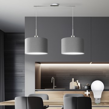 Eglo - LED-kattokruunu johdossa TUNJA 2xE27/60W/230V harmaa