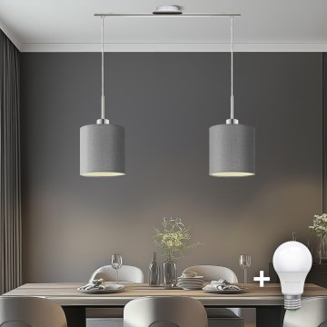 Eglo - LED-kattokruunu johdossa TUNJA 2xE27/60W/230V harmaa