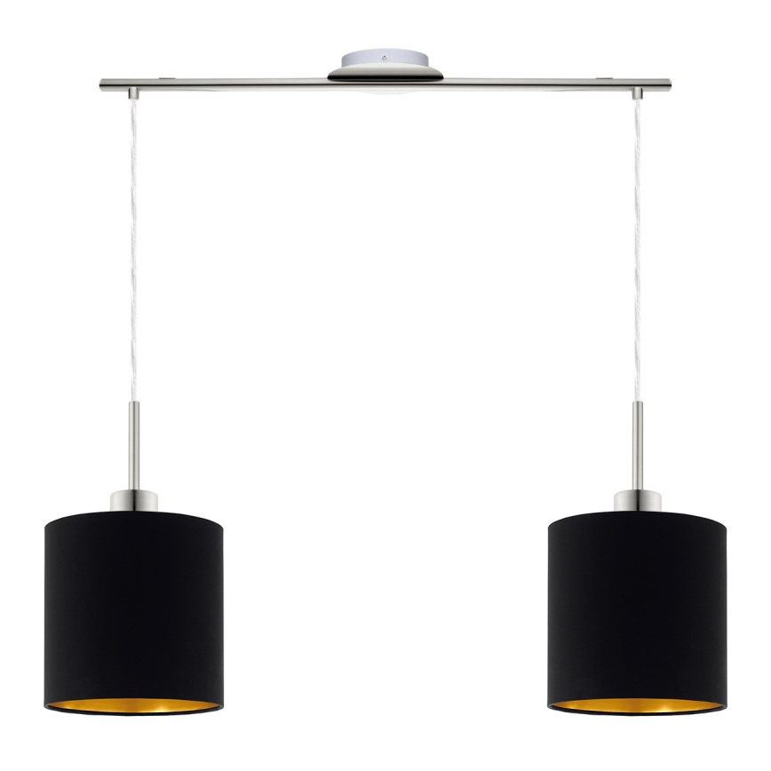 Eglo - LED-kattokruunu johdossa TUNJA 2xE27/60W/230V musta