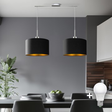 Eglo - LED-kattokruunu johdossa TUNJA 2xE27/60W/230V musta