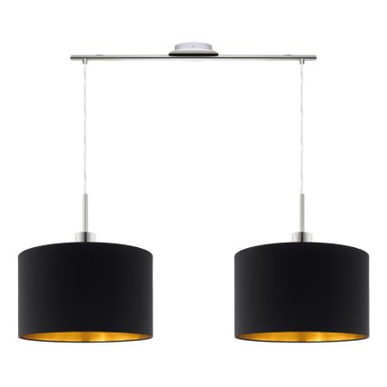 Eglo - LED-kattokruunu johdossa TUNJA 2xE27/60W/230V musta