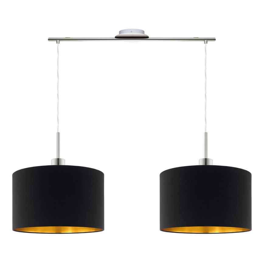 Eglo - LED-kattokruunu johdossa TUNJA 2xE27/60W/230V musta