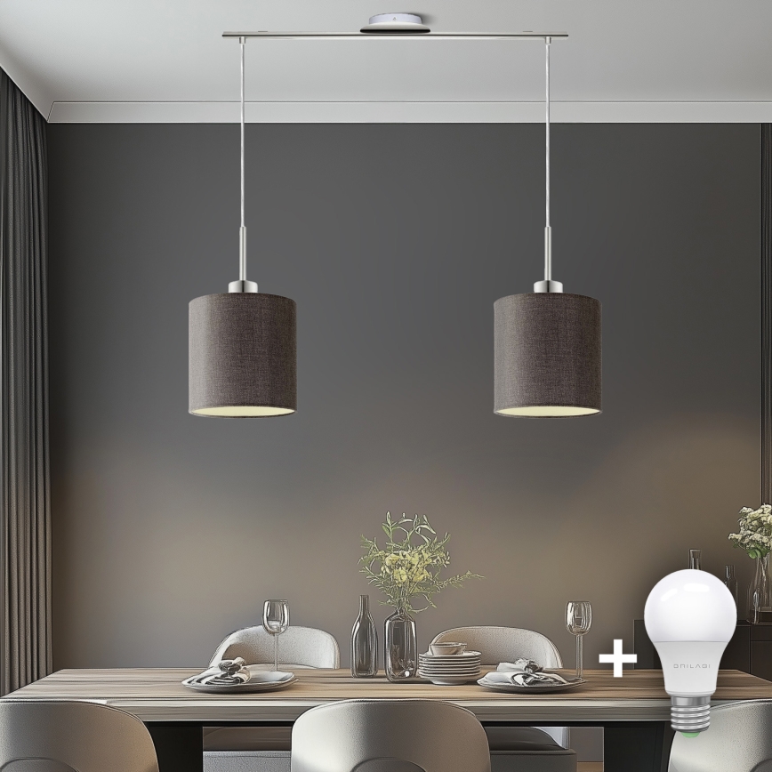 Eglo - LED-kattokruunu johdossa TUNJA 2xE27/60W/230V ruskea
