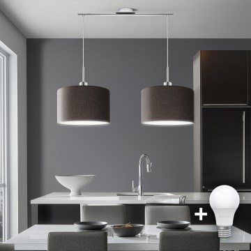 Eglo - LED-kattokruunu johdossa TUNJA 2xE27/60W/230V ruskea