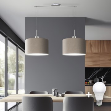 Eglo - LED-kattokruunu johdossa TUNJA 2xE27/60W/230V taupe