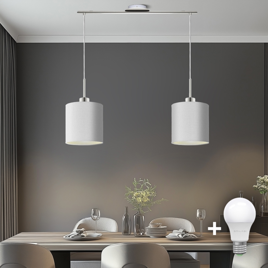Eglo - LED-kattokruunu johdossa TUNJA 2xE27/60W/230V valkoinen