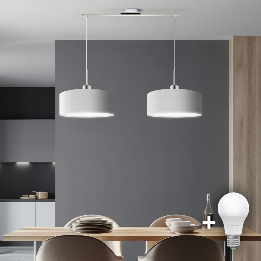 Eglo - LED-kattokruunu johdossa TUNJA 2xE27/60W/230V valkoinen