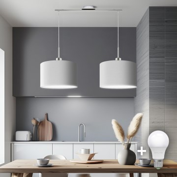 Eglo - LED-kattokruunu johdossa TUNJA 2xE27/60W/230V valkoinen