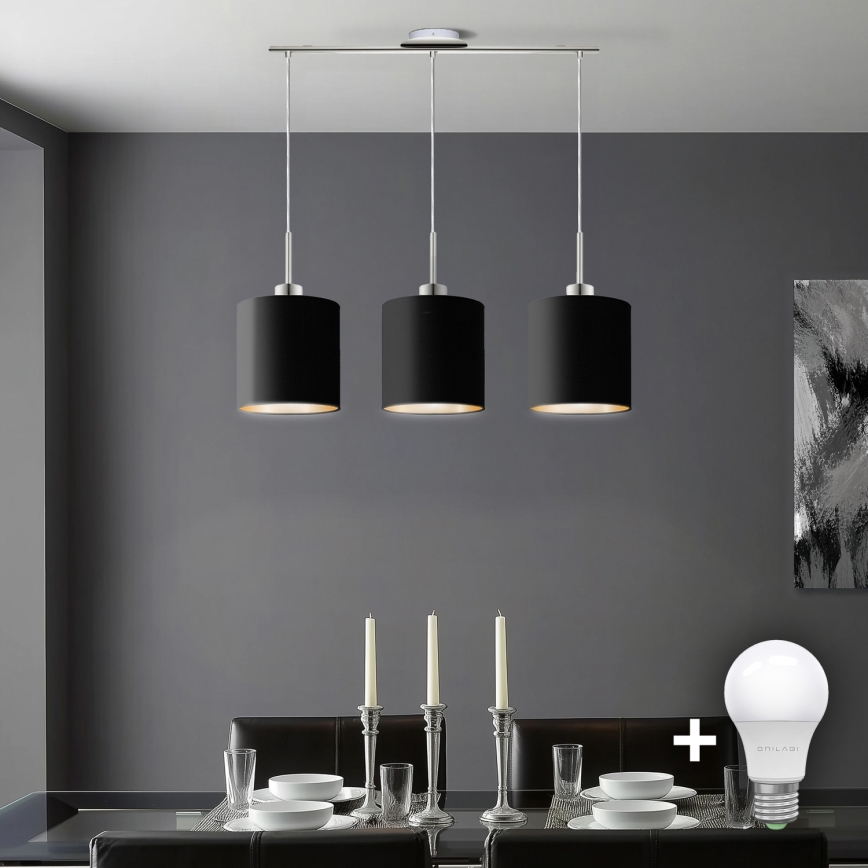 Eglo - LED  Kattokruunu johdossa TUNJA 3xE27/60W/230V musta