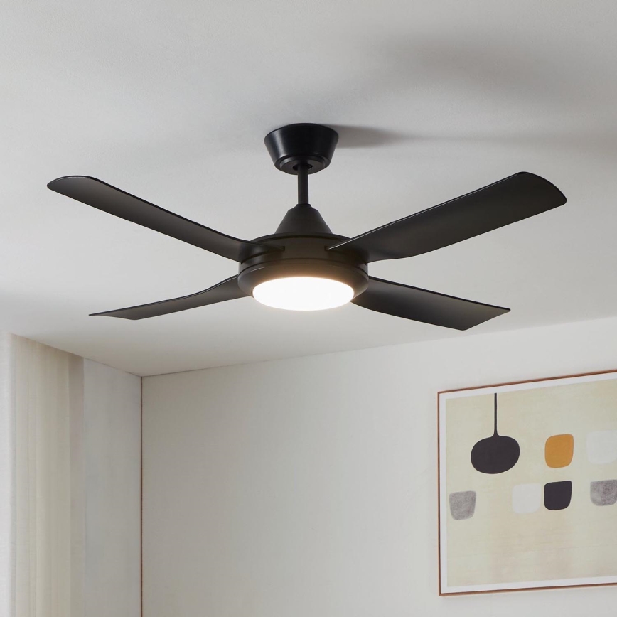 Eglo - LED Kattotuuletin LED/20W/230V musta + kauko-ohjaus