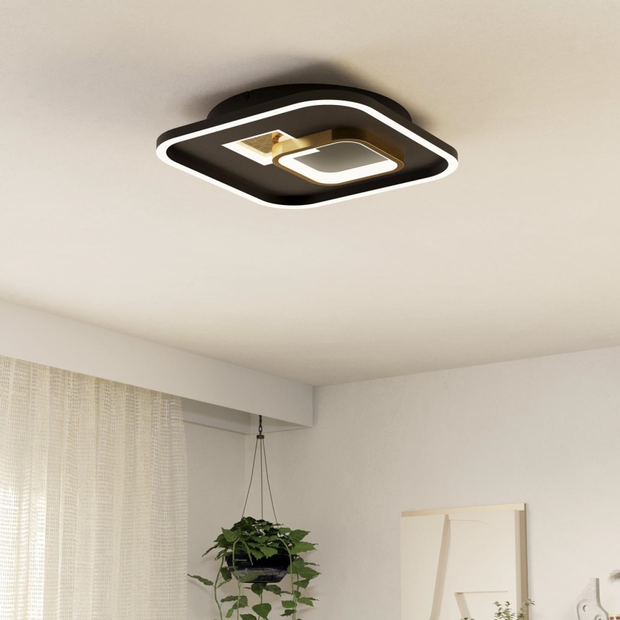 Eglo - LED-kattovalaisin 1xLED/16,2W/230V + 1xLED/9,2W 38x38 cm musta/kulta