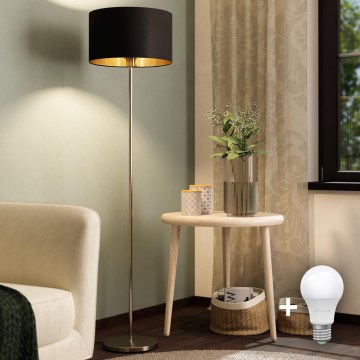 Eglo - LED  Lattialamppu TUNJA 1xE27/60W/230V mattakromi/musta