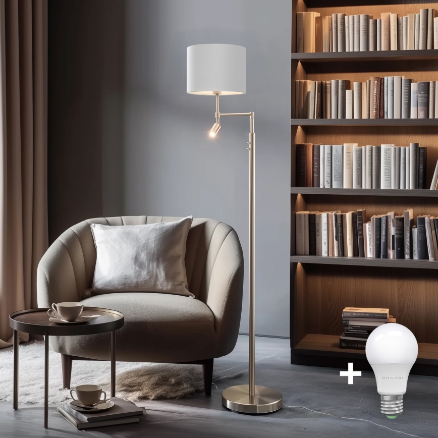 Eglo - LED-lattiavalaisin TUNJA 1xE27/60W/230V + LED/2,1W halkaisija 30 cm mattakromi/valkoinen