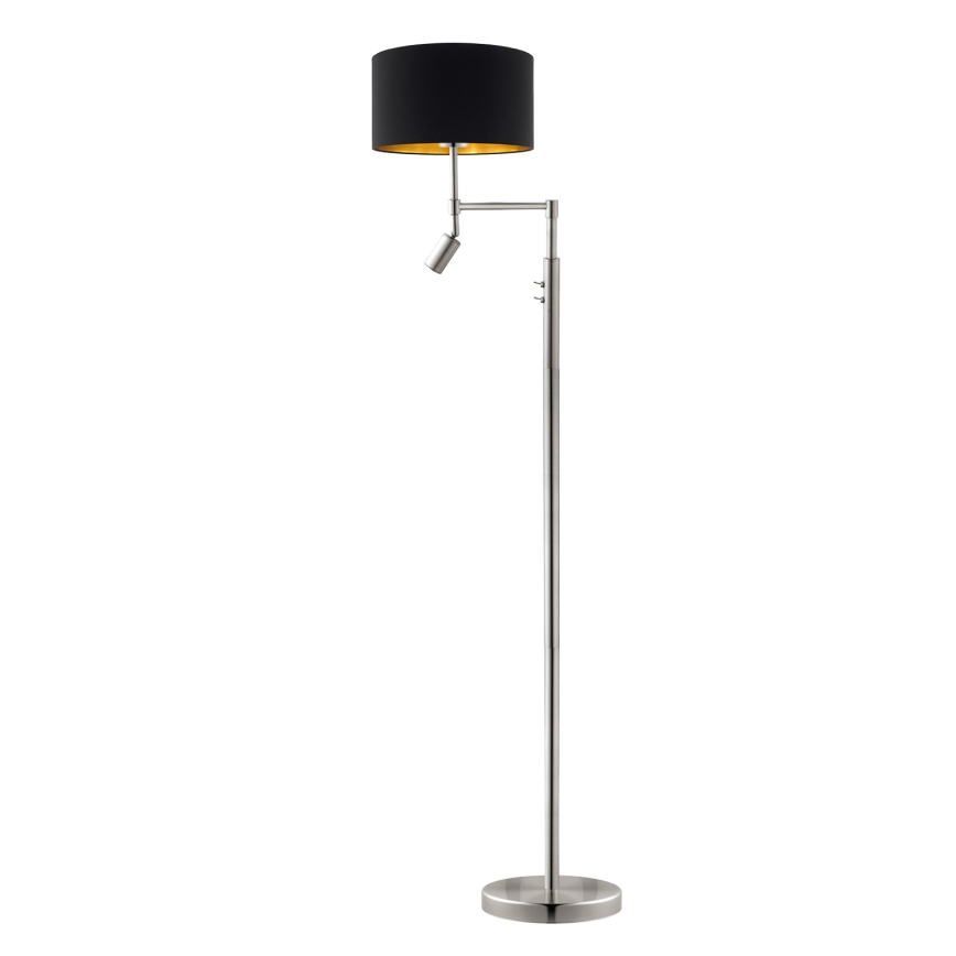 Eglo - LED-lattiavalaisin TUNJA 1xE27/60W/230V + LED/2,1W halkaisija 38 cm mattakromi/musta
