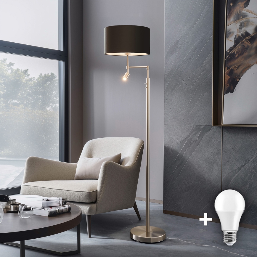 Eglo - LED-lattiavalaisin TUNJA 1xE27/60W/230V + LED/2,1W halkaisija 38 cm mattakromi/ruskea