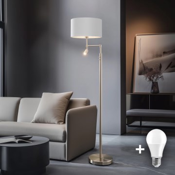 Eglo - LED-lattiavalaisin TUNJA 1xE27/60W/230V + LED/2,1W halkaisija 38 cm mattakromi/valkoinen