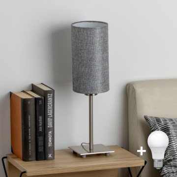 Eglo - LED-pöytävalaisin TUNJA 1xE27/60W/230V 26,5 cm mattakromi/harmaa