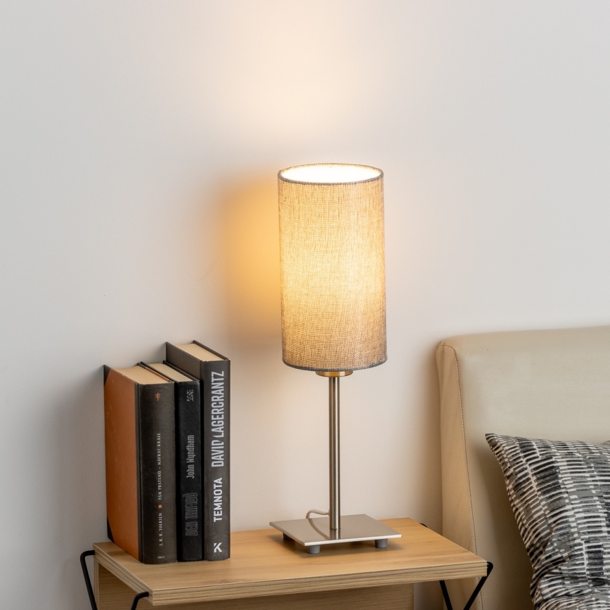 Eglo - LED-pöytävalaisin TUNJA 1xE27/60W/230V 26,5 cm mattakromi/harmaa