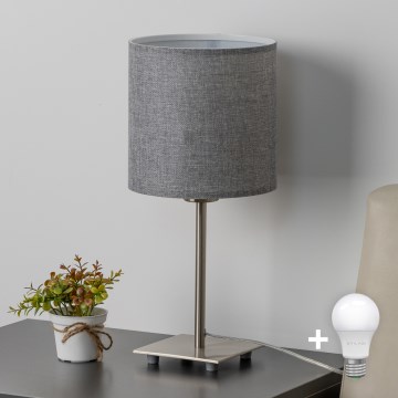 Eglo - LED-pöytävalaisin TUNJA 1xE27/60W/230V 26,5 cm mattakromi/harmaa