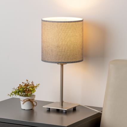 Eglo - LED-pöytävalaisin TUNJA 1xE27/60W/230V 26,5 cm mattakromi/harmaa