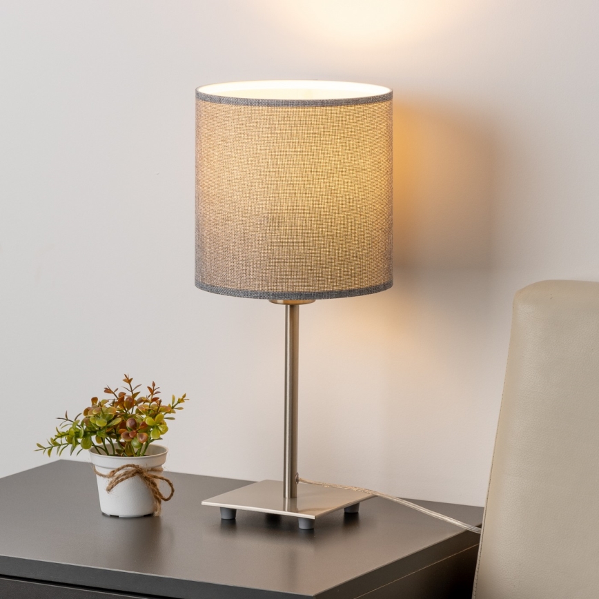 Eglo - LED-pöytävalaisin TUNJA 1xE27/60W/230V 26,5 cm mattakromi/harmaa