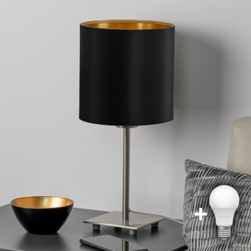 Eglo - LED-pöytävalaisin TUNJA 1xE27/60W/230V 26,5 cm mattakromi/musta