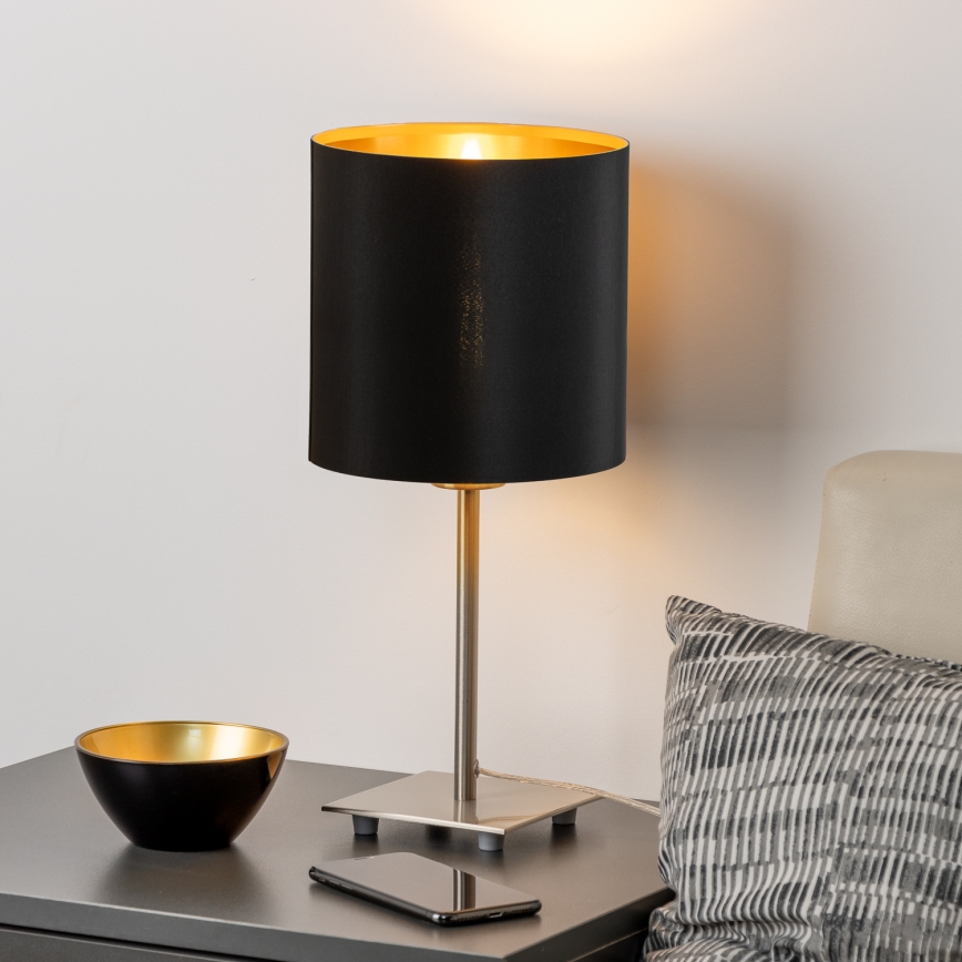 Eglo - LED-pöytävalaisin TUNJA 1xE27/60W/230V 26,5 cm mattakromi/musta