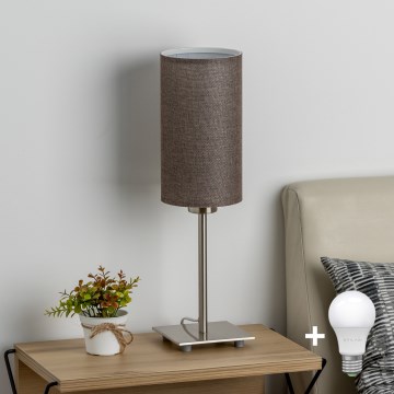 Eglo - LED-pöytävalaisin TUNJA 1xE27/60W/230V 26,5 cm mattakromi/ruskea