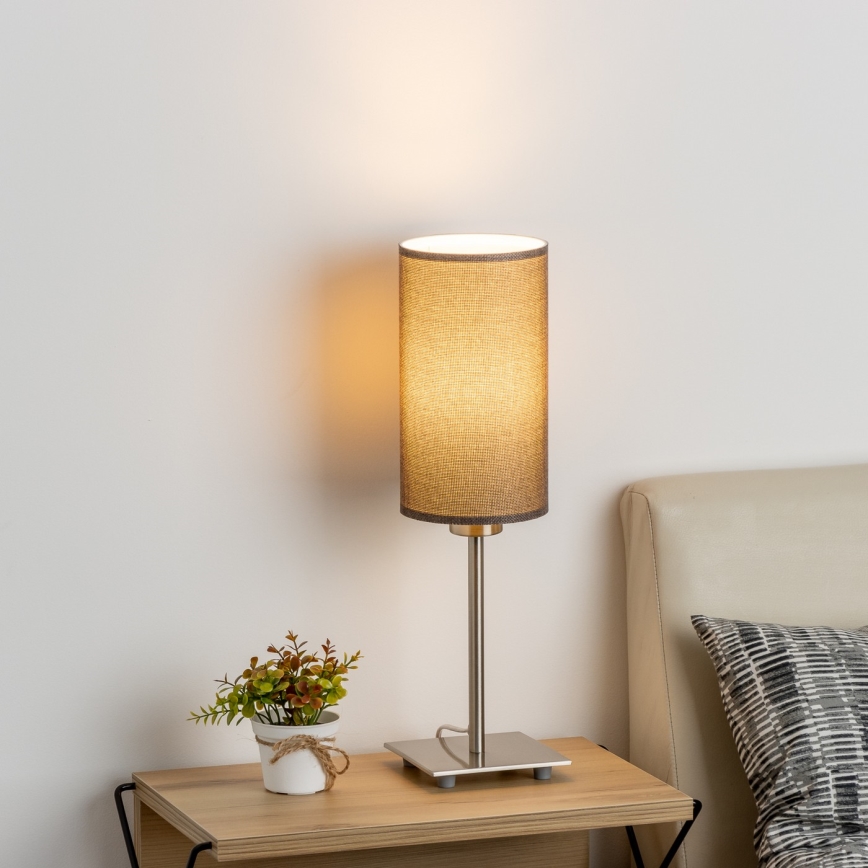 Eglo - LED-pöytävalaisin TUNJA 1xE27/60W/230V 26,5 cm mattakromi/ruskea
