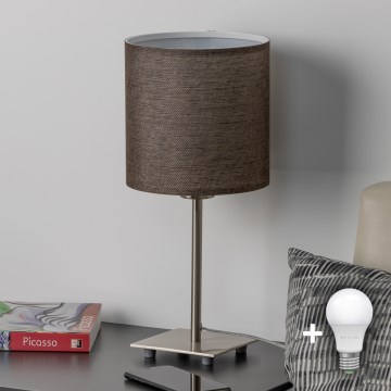 Eglo - LED-pöytävalaisin TUNJA 1xE27/60W/230V 26,5 cm mattakromi/ruskea