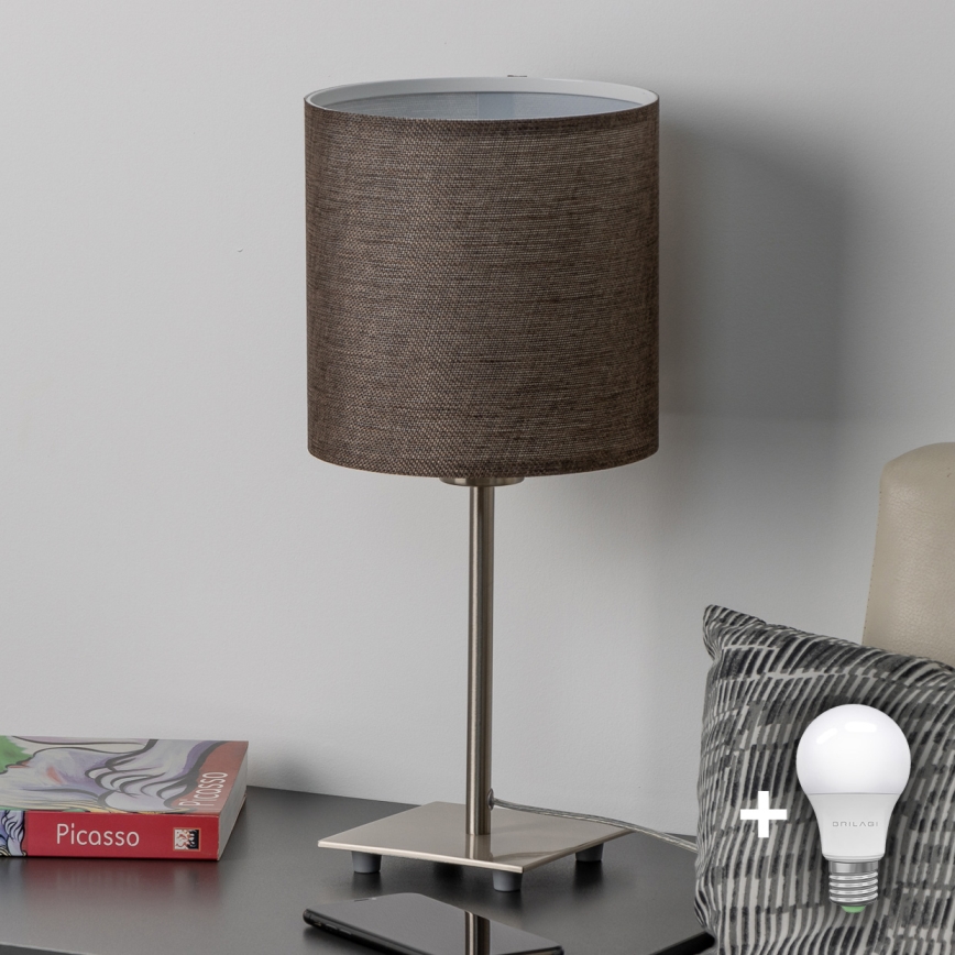 Eglo - LED-pöytävalaisin TUNJA 1xE27/60W/230V 26,5 cm mattakromi/ruskea