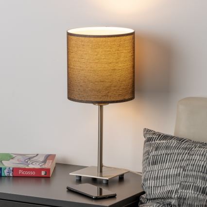 Eglo - LED-pöytävalaisin TUNJA 1xE27/60W/230V 26,5 cm mattakromi/ruskea