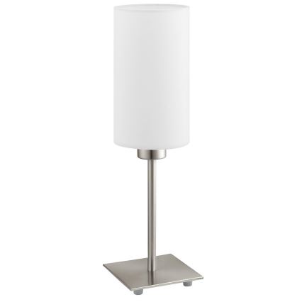 Eglo - LED-pöytävalaisin TUNJA 1xE27/60W/230V 26,5 cm mattakromi/valkoinen