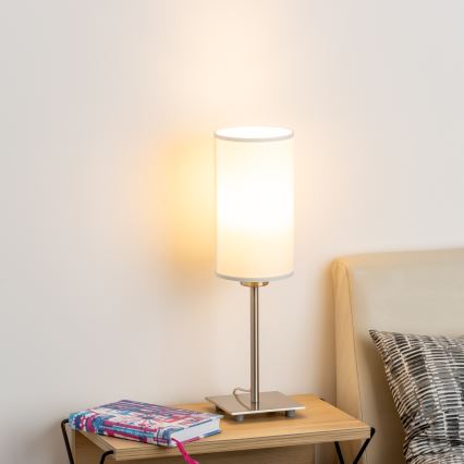 Eglo - LED-pöytävalaisin TUNJA 1xE27/60W/230V 26,5 cm mattakromi/valkoinen