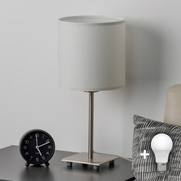 Eglo - LED-pöytävalaisin TUNJA 1xE27/60W/230V 26,5 cm mattakromi/valkoinen