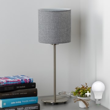 Eglo - LED-pöytävalaisin TUNJA 1xE27/60W/230V 38,5 cm mattakromi/harmaa