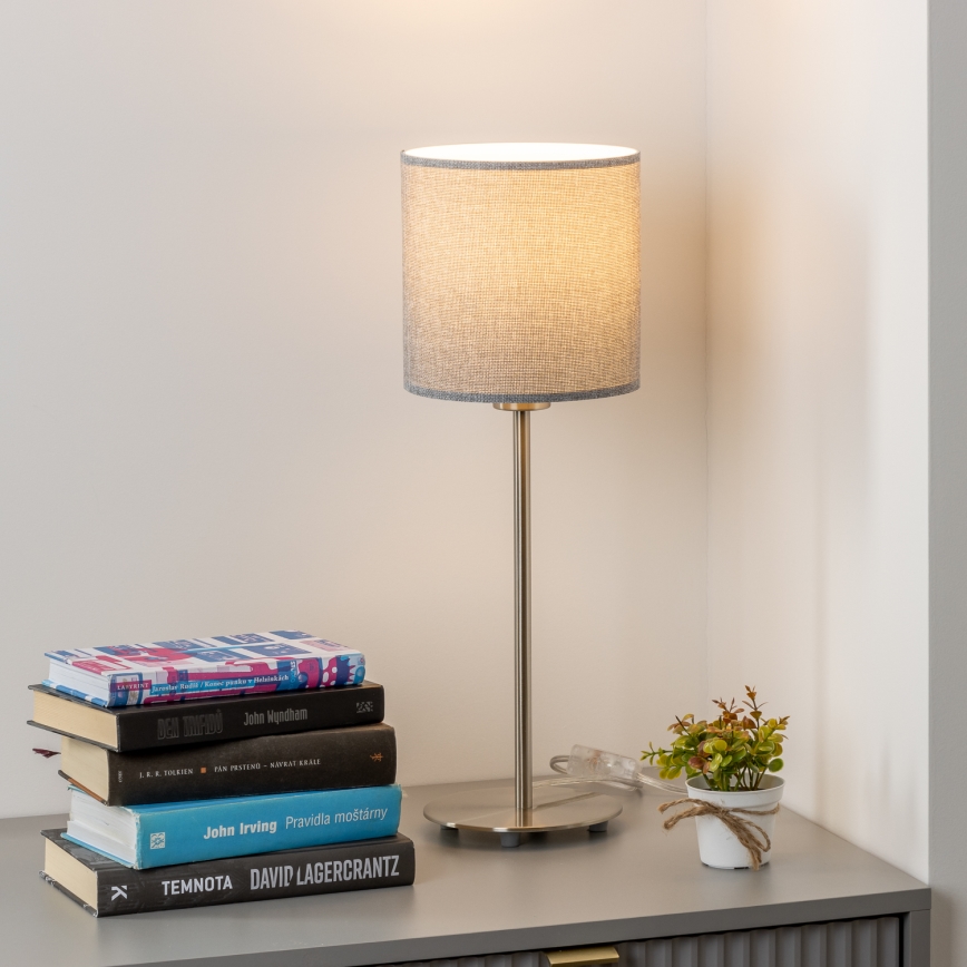 Eglo - LED-pöytävalaisin TUNJA 1xE27/60W/230V 38,5 cm mattakromi/harmaa