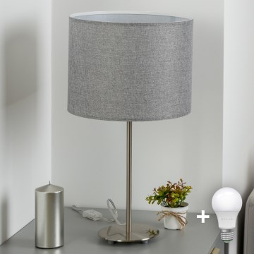 Eglo - LED  Pöytävalaisin TUNJA 1xE27/60W/230V 38,5 cm mattakromi/harmaa